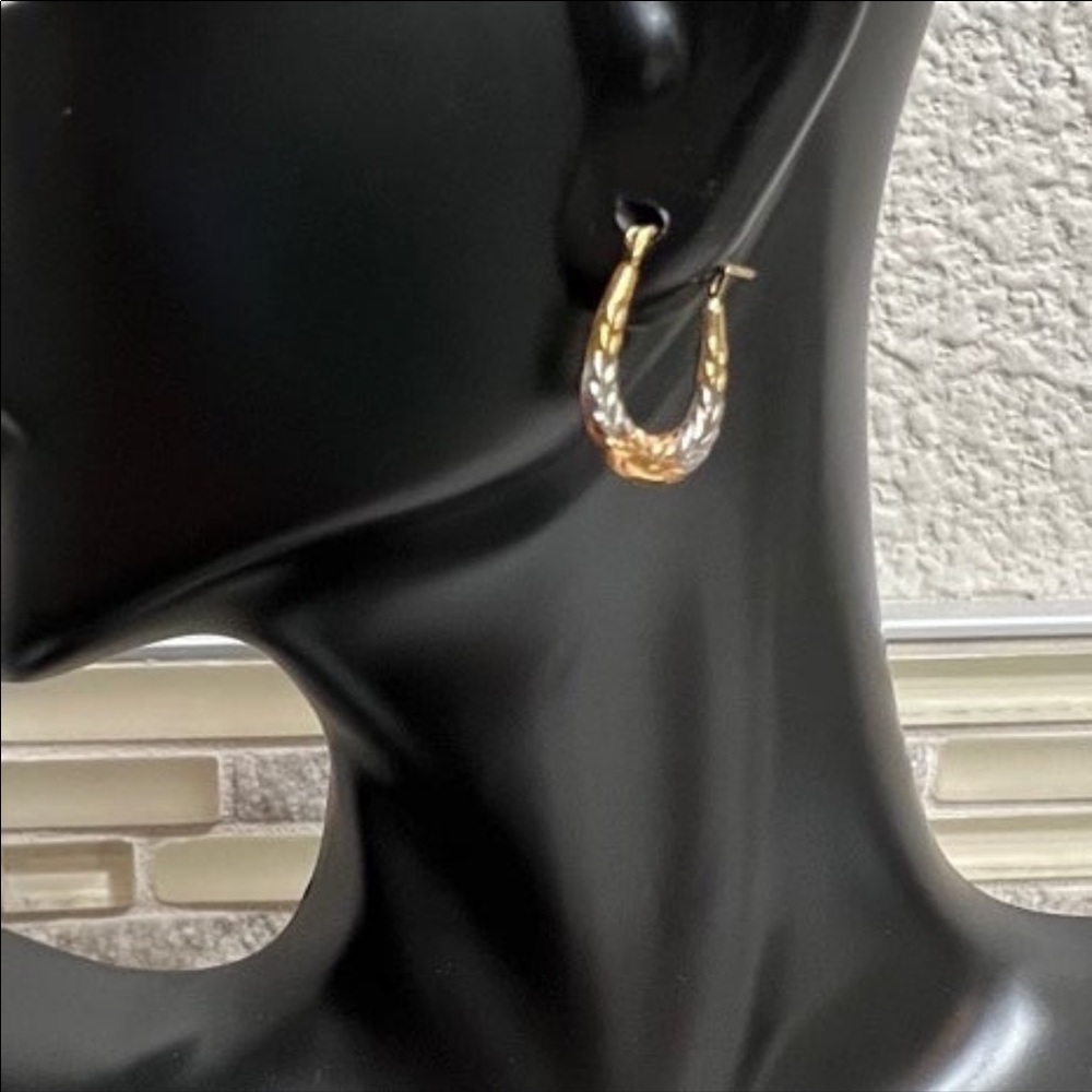 10k Solid Two-Tone Gold Hoop Earrings